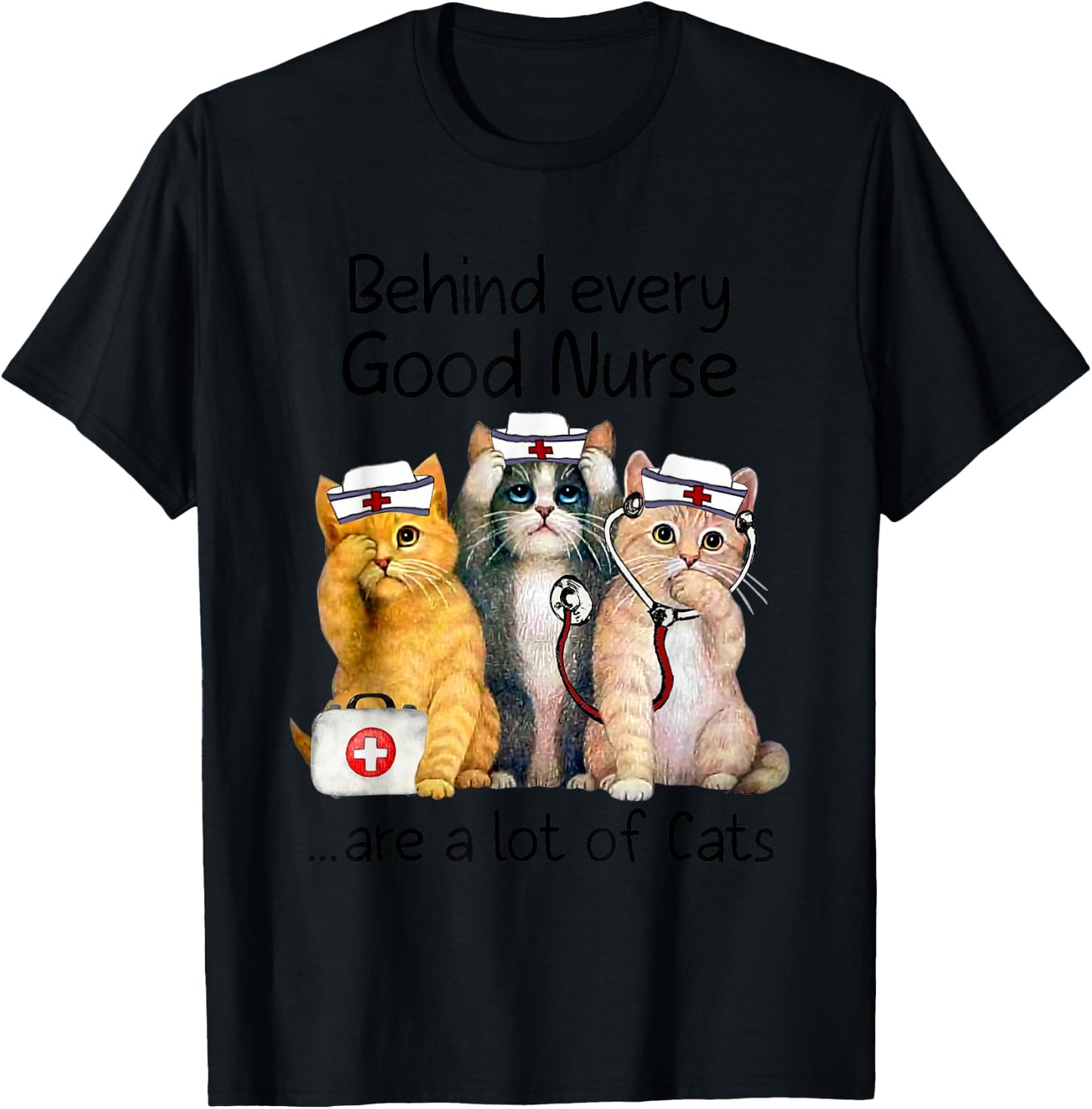 Gift Nurses Nursing Who Love Cats Apparel T-Shirt - T-Shirt | Black