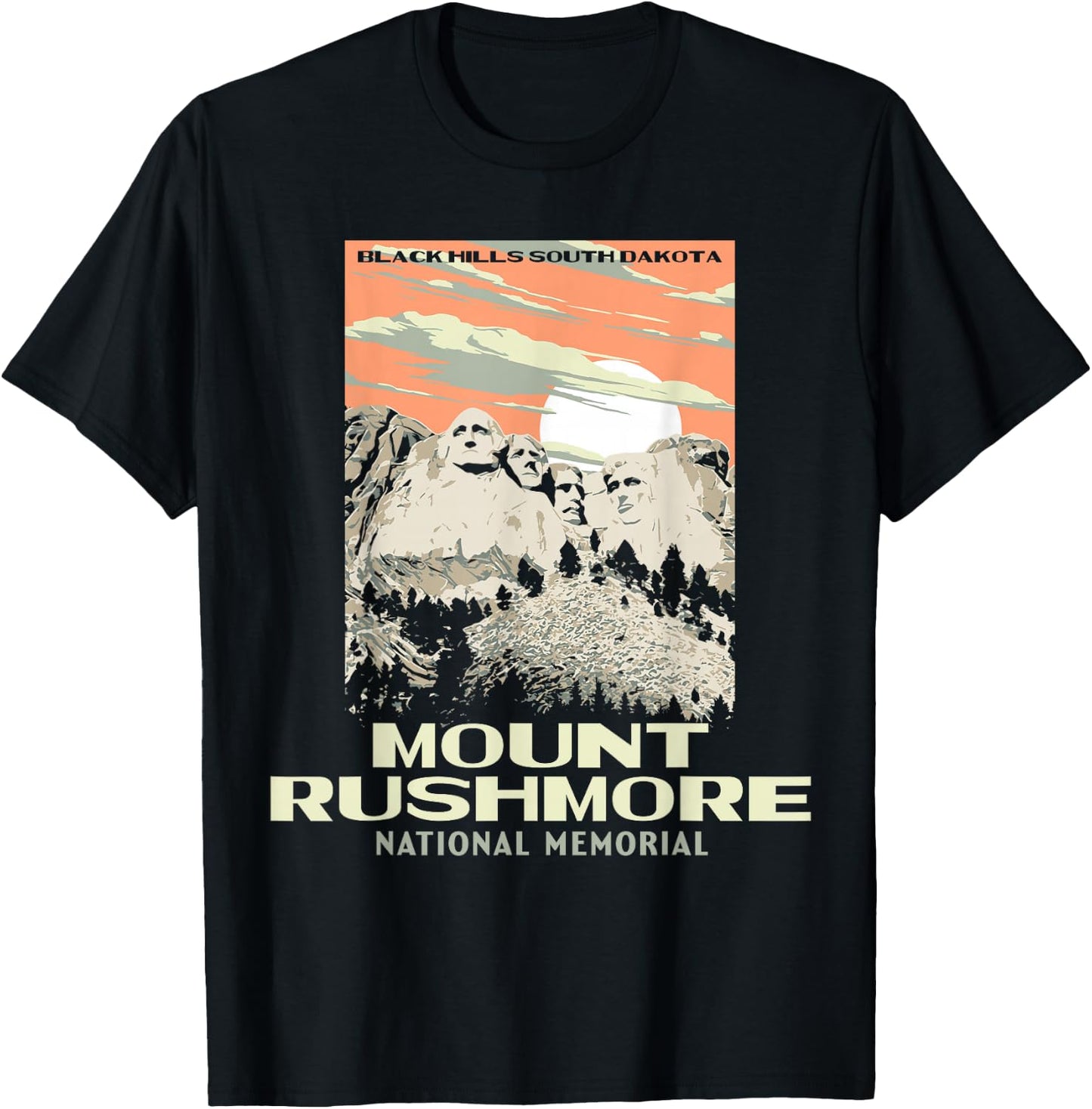 Mount Rushmore - South Dakota WPA Style T-Shirt - T-Shirt | Black