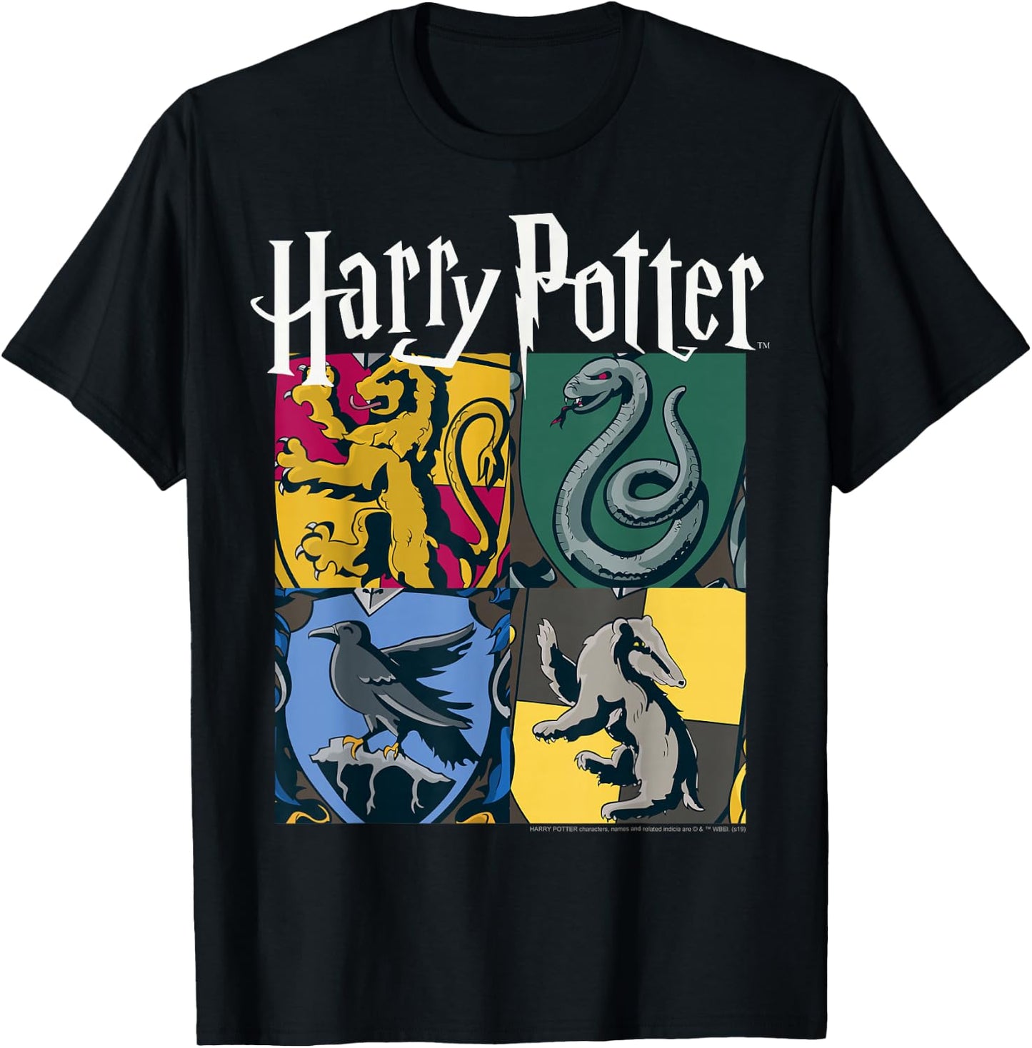 Harry Potter House Crests Panels T-Shirt - T-Shirt | Black
