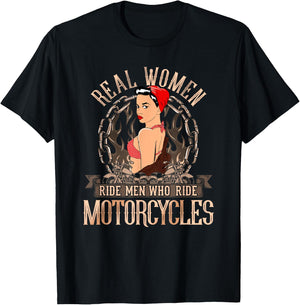 Sexy Real Chick Ride Motorcycles Women Biker Babe Pin Up T-Shirt - T-Shirt | Black