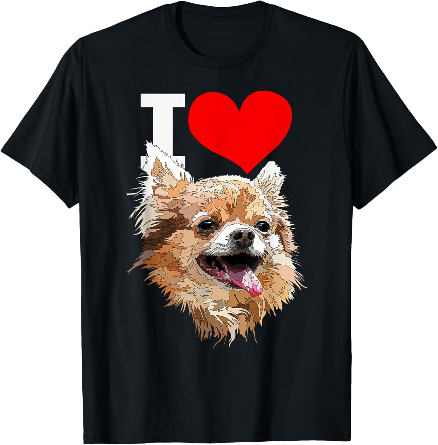 I Love Chihuahua Long Haired Happy Chiwawa Dog Lover T-Shirt - T-Shirt | Black