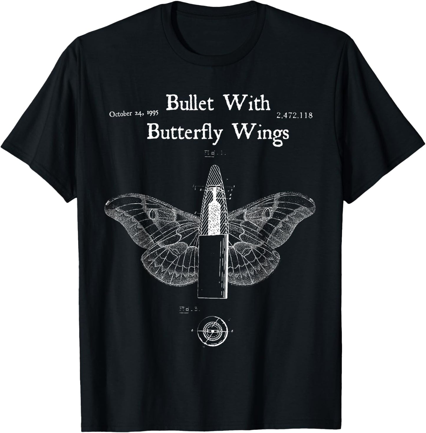 Bullet Butterfly Wings Alternative 90s Rock Music T-Shirt - T-Shirt | Black