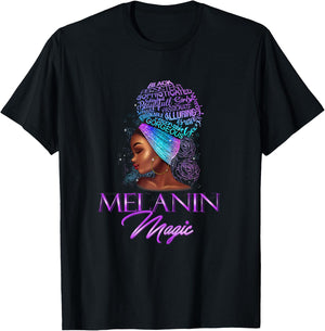 Melanin Magic Purple Black Womans Afro African Girls BLM T-Shirt - T-Shirt | Black