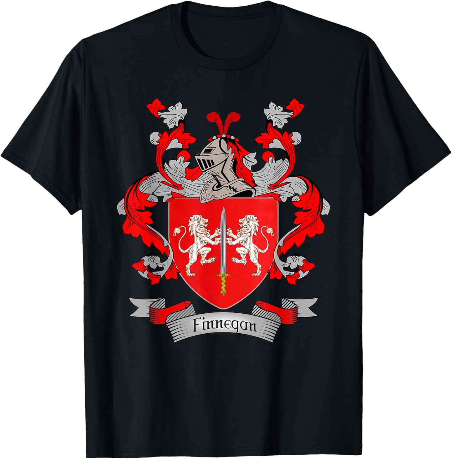 Finnegan Coat of Arms | Finnegan Surname Family Crest T-Shirt - T-Shirt | Black