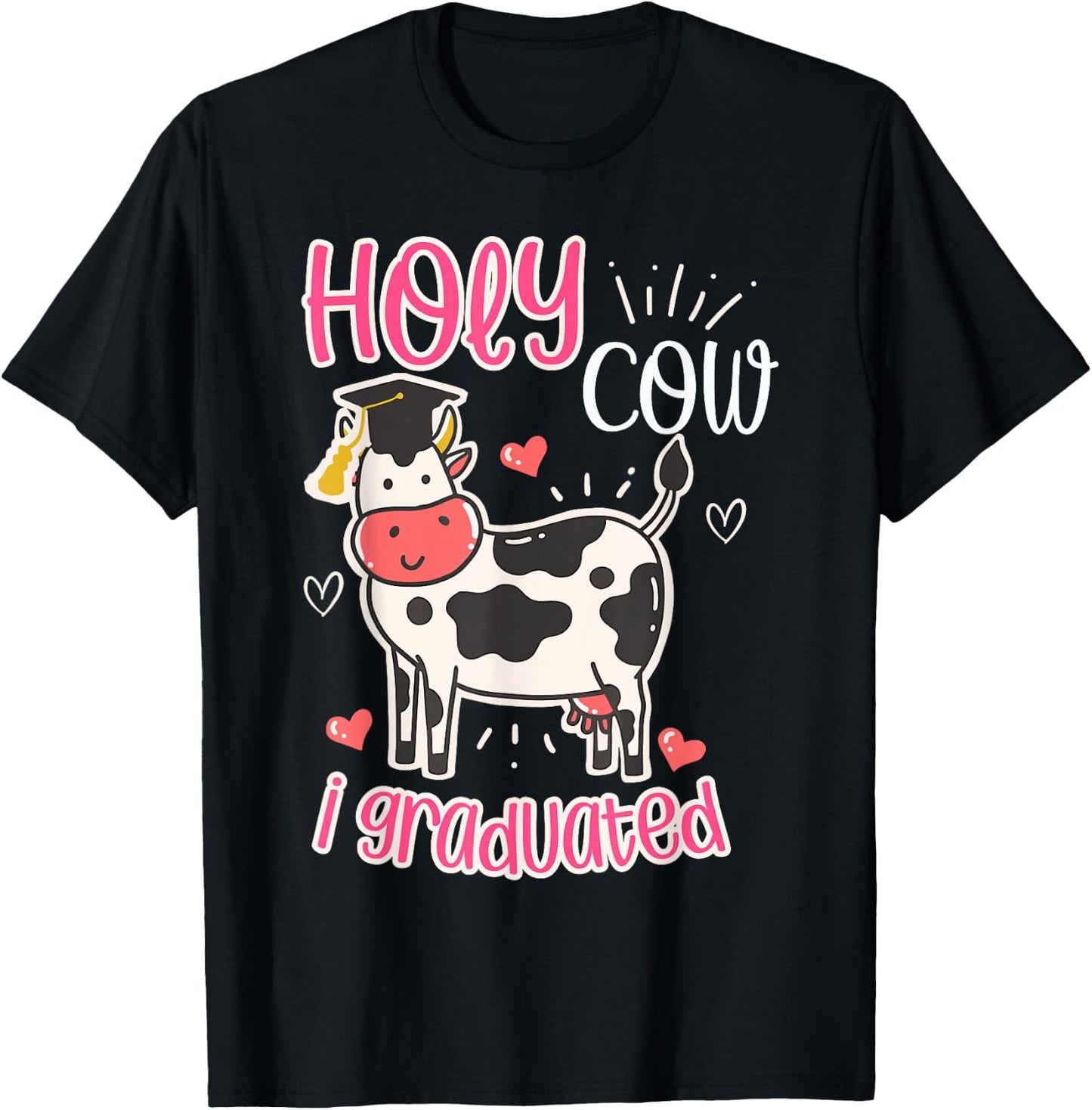 Holy Cow I Graduated Cow Graduation Pre K Pre Kinder Toddler T-Shirt - T-Shirt | Black