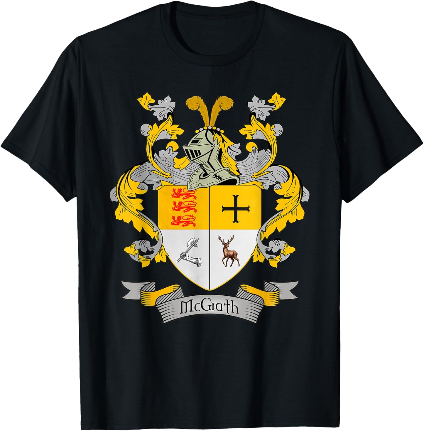 McGrath Coat of Arms | McGrath Surname Family Crest T-Shirt - T-Shirt | Black
