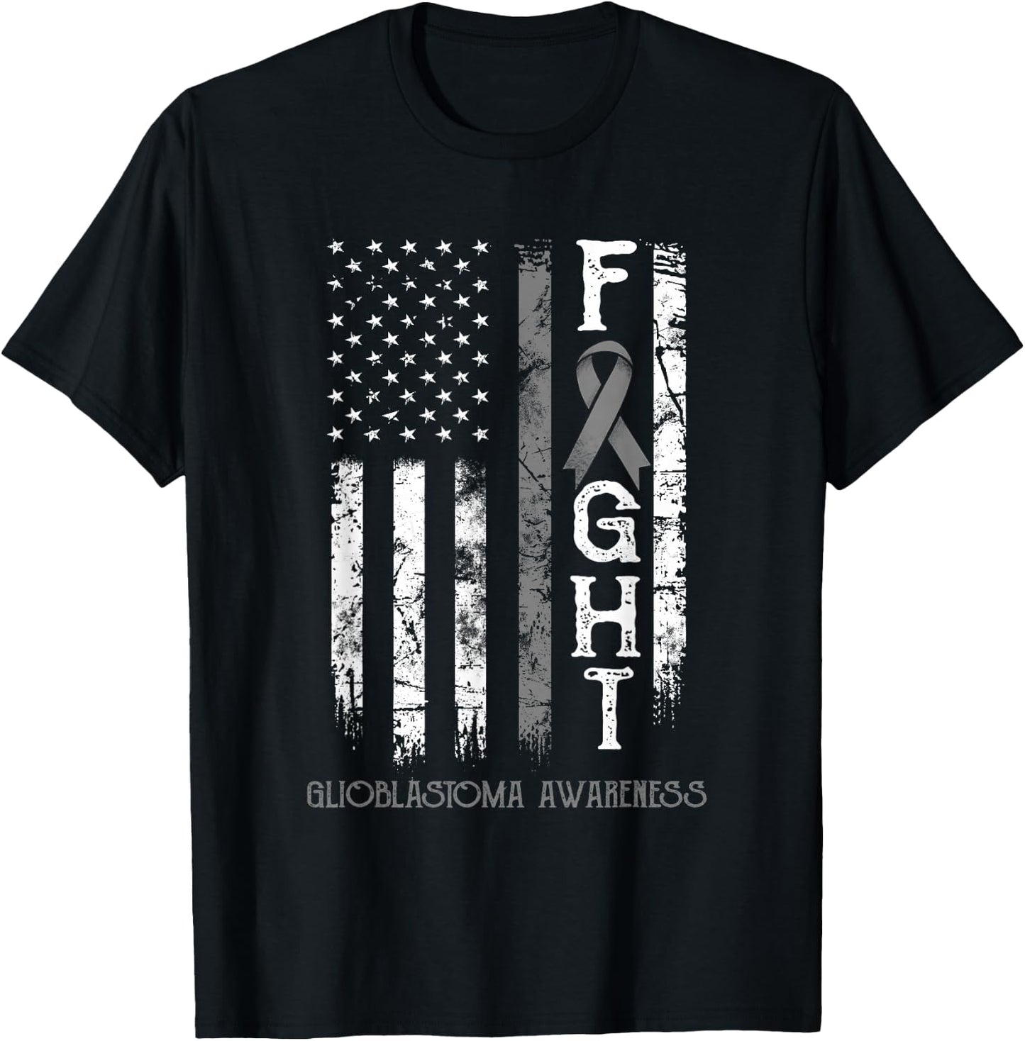 Glioblastoma Warrior US Flag T-Shirt - T-Shirt | Black