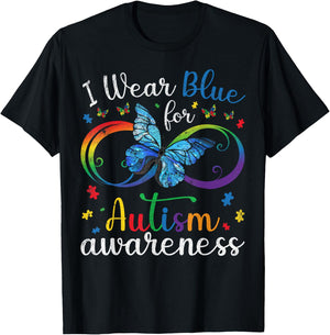 I Wear Blue For My Brother Autism Awareness Day Siblings T-Shirt - T-Shirt | Black