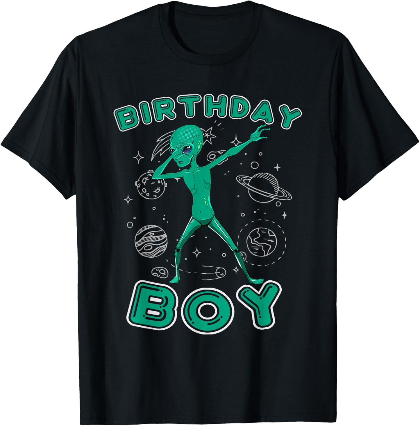 Funny Alien Birthday Boy Tween Teen Boys Kids Youth Men T-Shirt - T-Shirt | Black