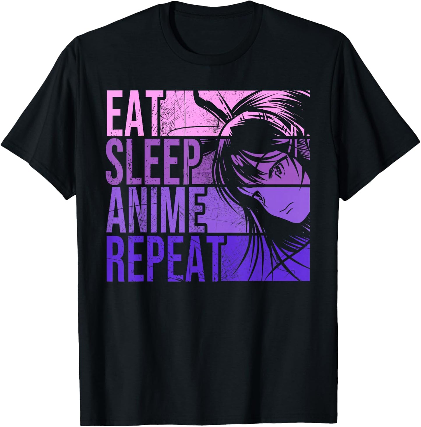 Eat Sleep Anime Repeat - Anime Lovers Gifts Idea Girls T-Shirt - T-Shirt | Black