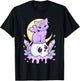 Kawaii Pastel Goth Cute Scary Witchy Cat and Skull T-Shirt - T-Shirt | Black