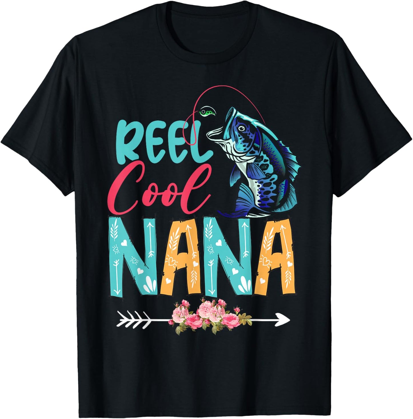 Funny Fishing Lover Happy Mother's Day Matching Proud Nana T-Shirt - T-Shirt | Black