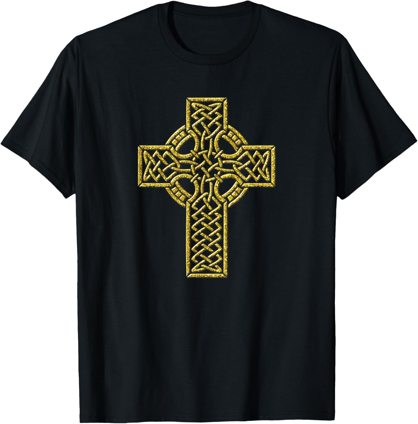 Christian Cross Vintage Golden Retro Faith Symbol T-Shirt - T-Shirt | Black