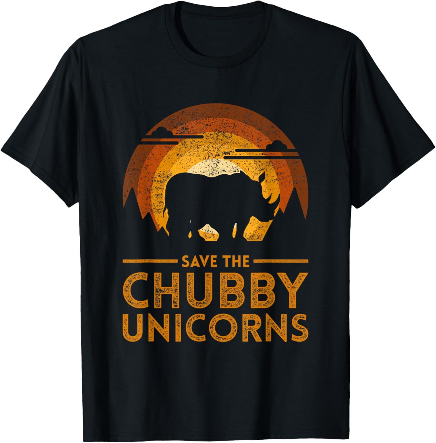 Save The Chubby Unicorns Rhino T-Shirt - T-Shirt | Black