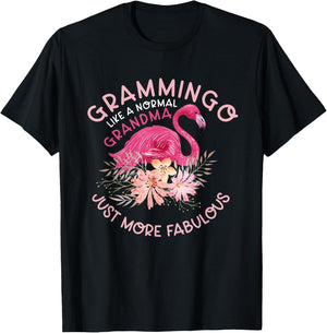 Funny Humor Flamingo Grandma Lover Clothing Like A Normal Grandma Funny Grandmother's T-Shirt - T-Shirt | Black