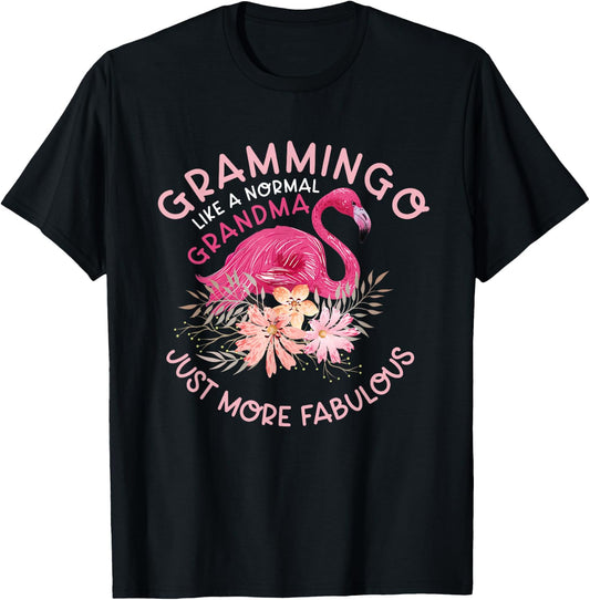 Funny Humor Flamingo Grandma Lover Clothing Like A Normal Grandma Funny Grandmother's T-Shirt - T-Shirt | Black