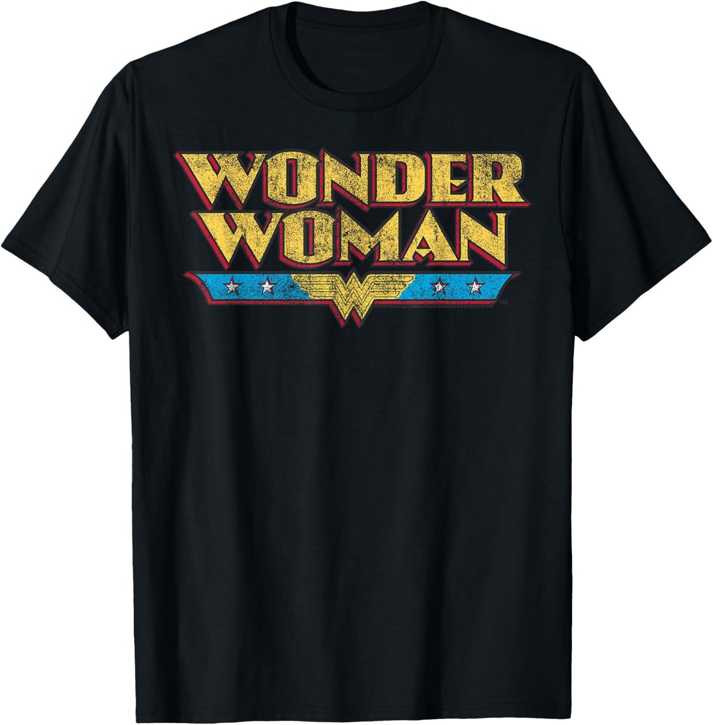 DC Comics Wonder Woman Vintage Distressed Logo T-Shirt - T-Shirt | Black