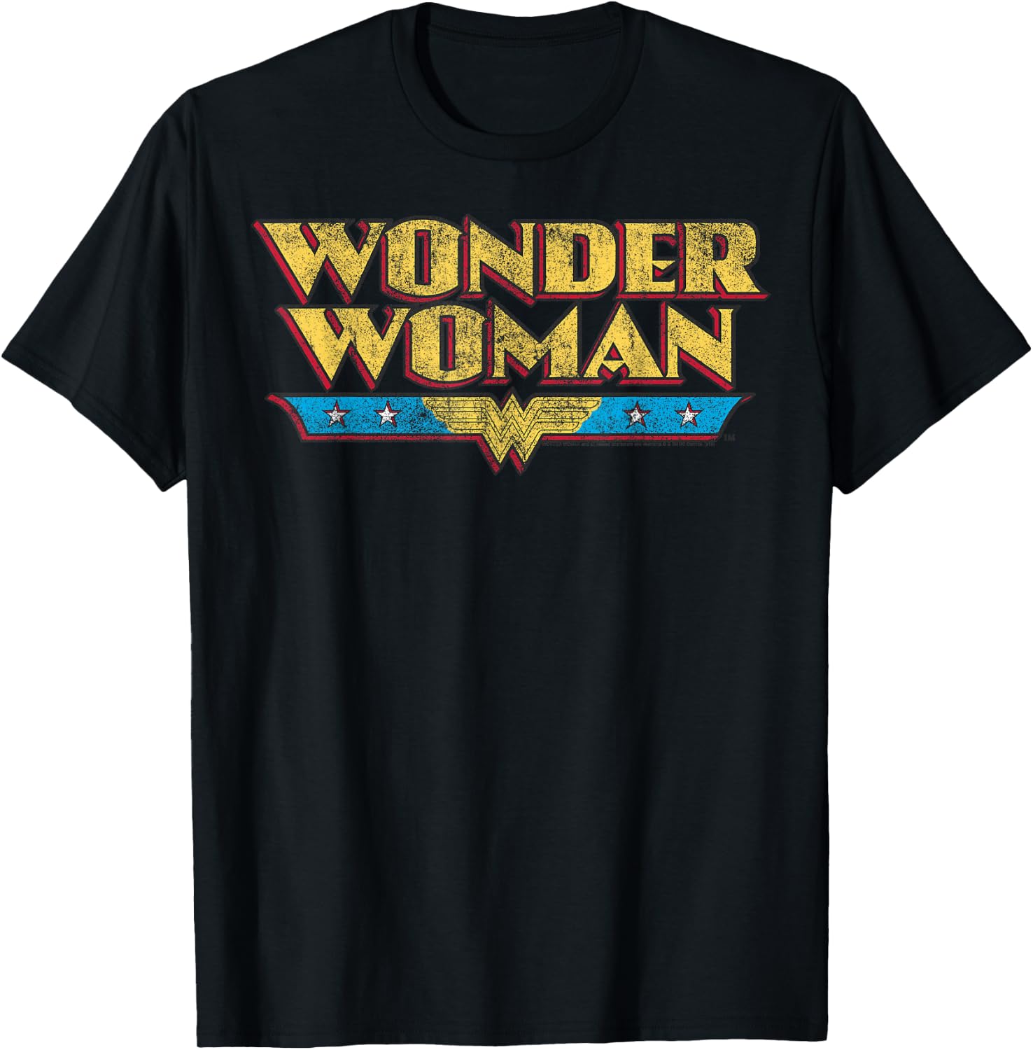 DC Comics Wonder Woman Vintage Distressed Logo T-Shirt - T-Shirt | Black