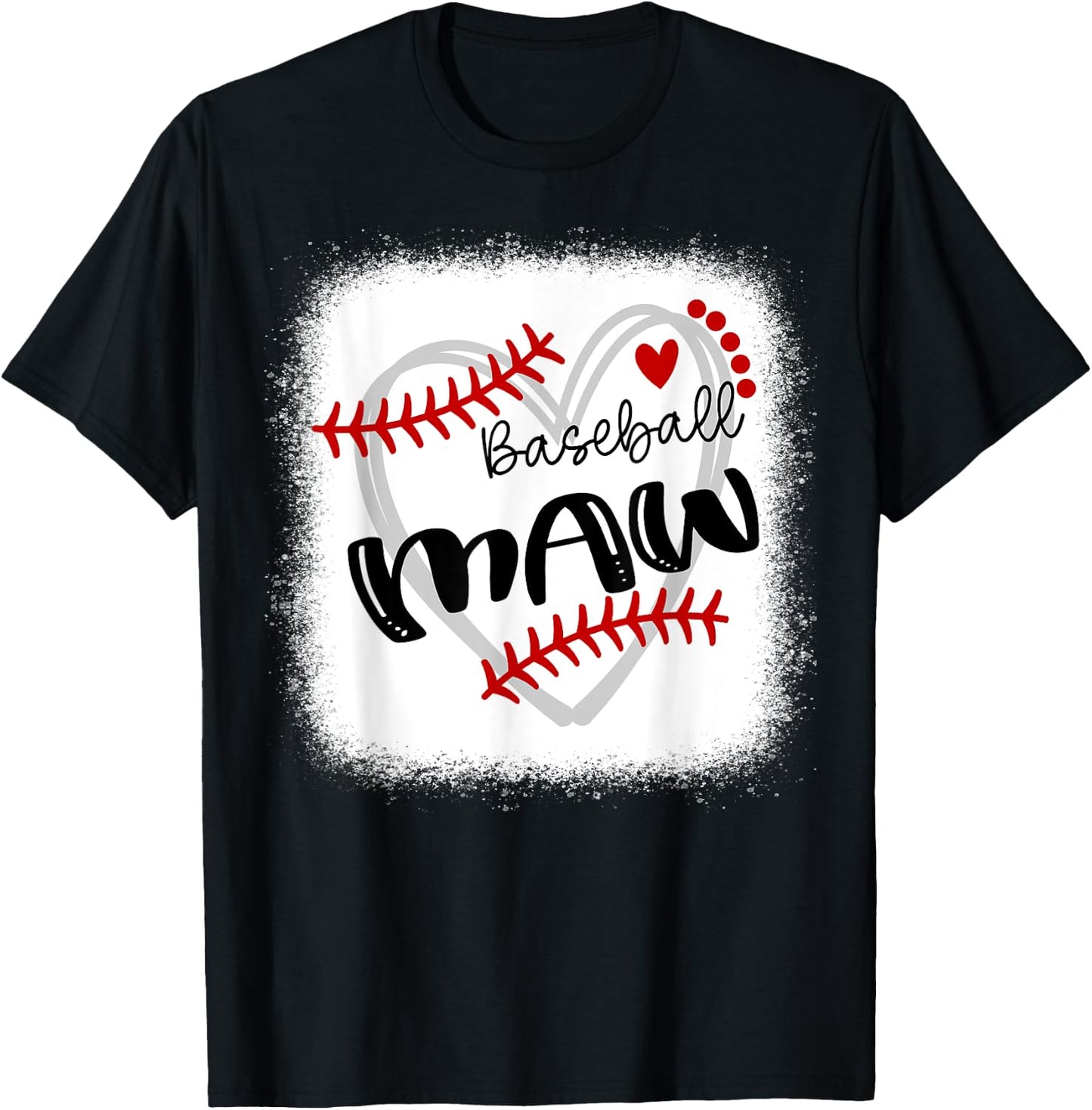 Personalized Baseball Heart Cute Maw Women Baseball T-Shirt - T-Shirt | Black