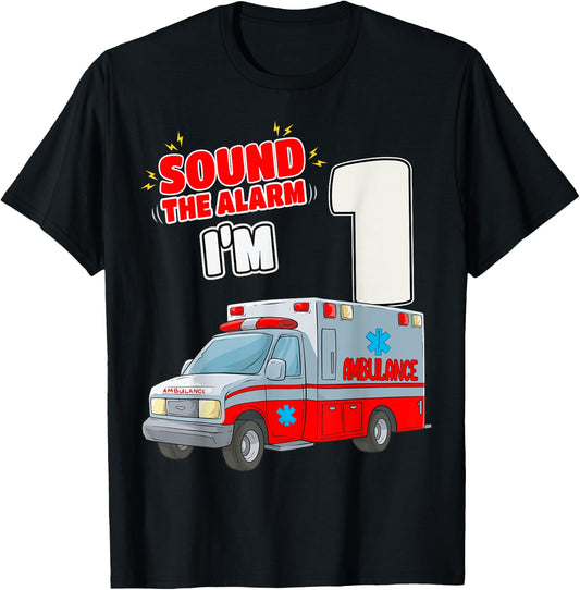 1st Birthday Medical Ambulance EMT 1 Year Old EMS Paramedic T-Shirt - T-Shirt | Black