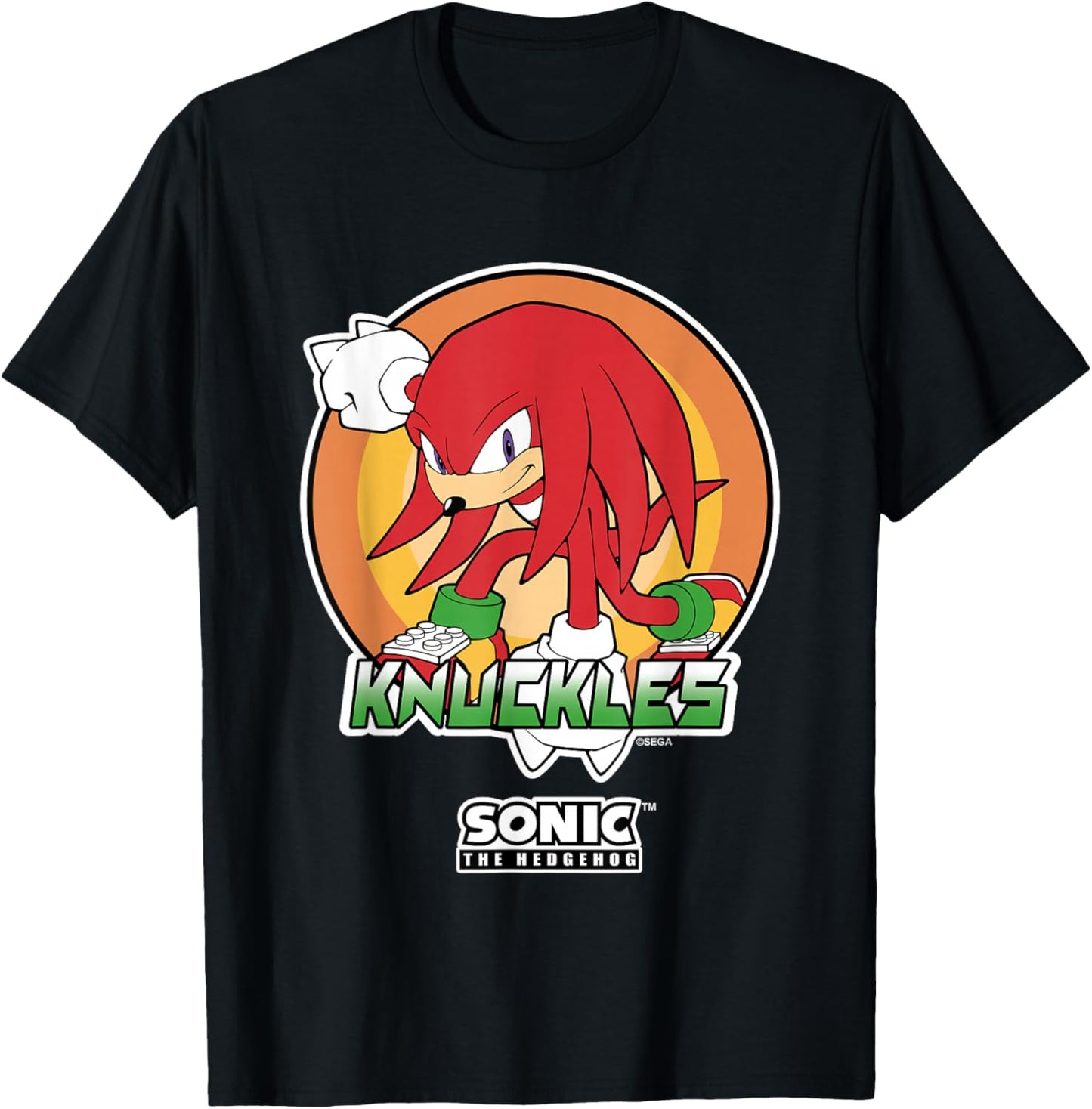 Sonic The Hedgehog Knuckles Superhero Pose Portrait Vintage T-Shirt - T-Shirt | Black