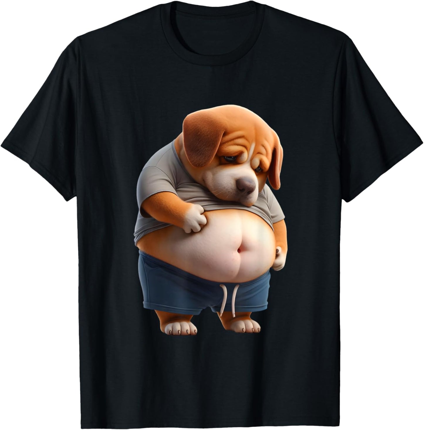 Funny Fat Dog Chubby Chonk Dog Design Canine Dog Lovers T-Shirt - T-Shirt | Black