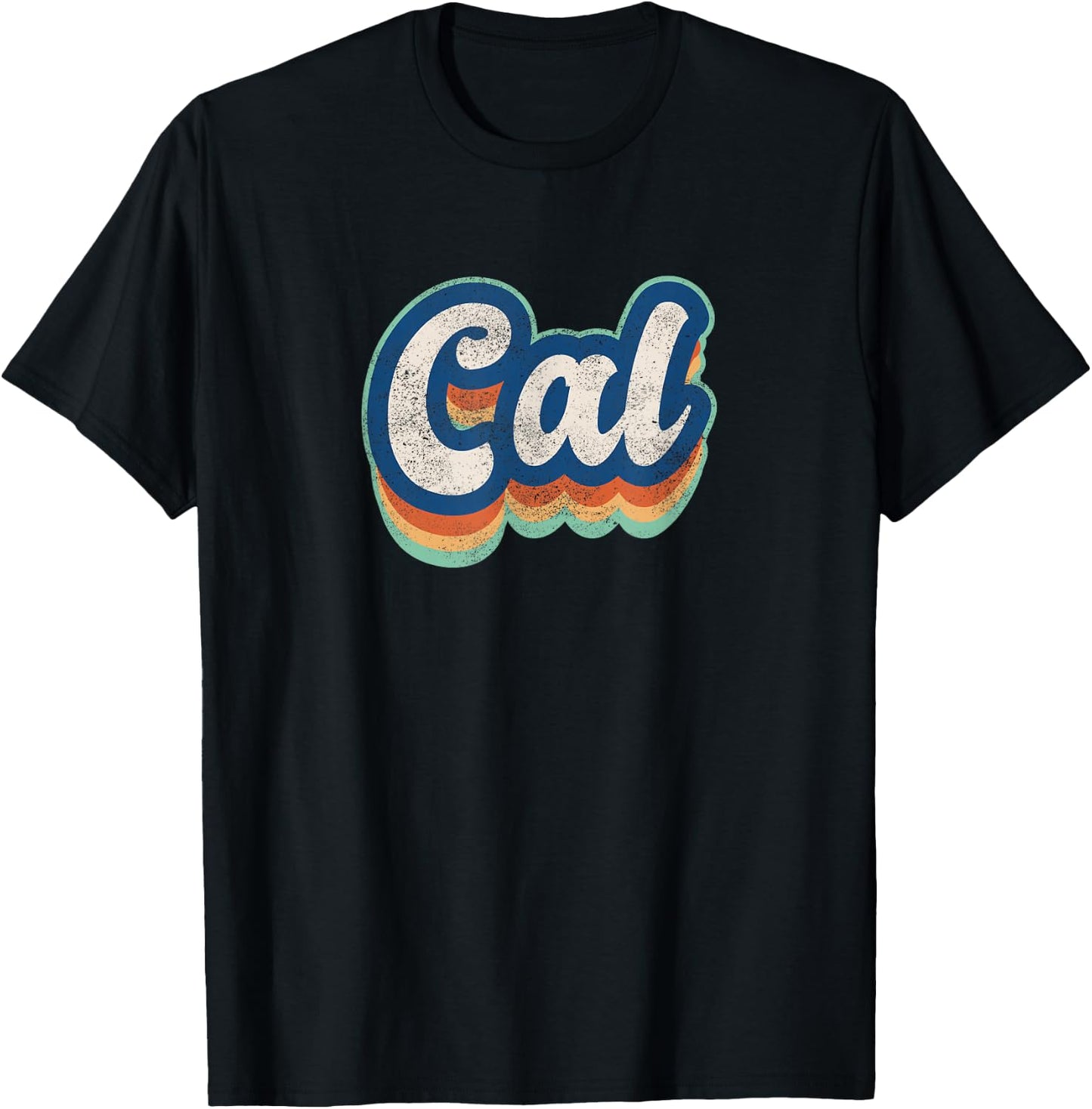 Cal First Name Boy Vintage Style 70s 80s Personalized T-Shirt - T-Shirt | Black