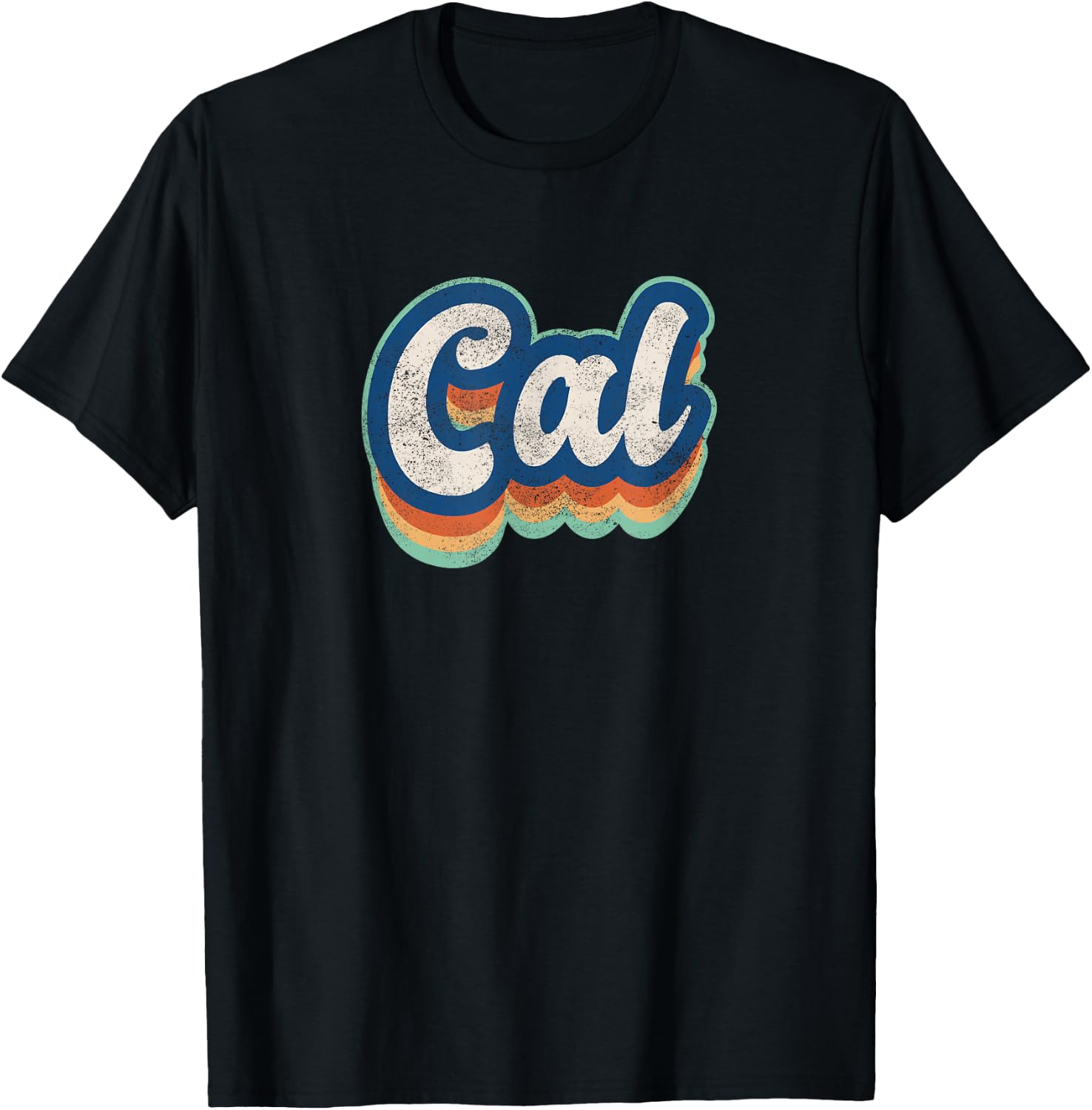 Cal First Name Boy Vintage Style 70s 80s Personalized T-Shirt - T-Shirt | Black
