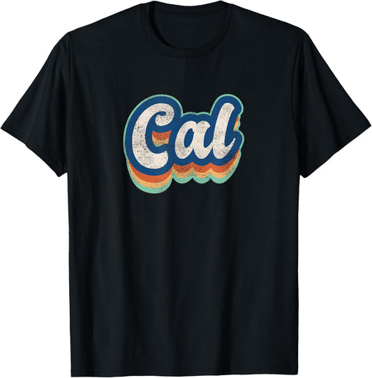 Cal First Name Boy Vintage Style 70s 80s Personalized T-Shirt - T-Shirt | Black