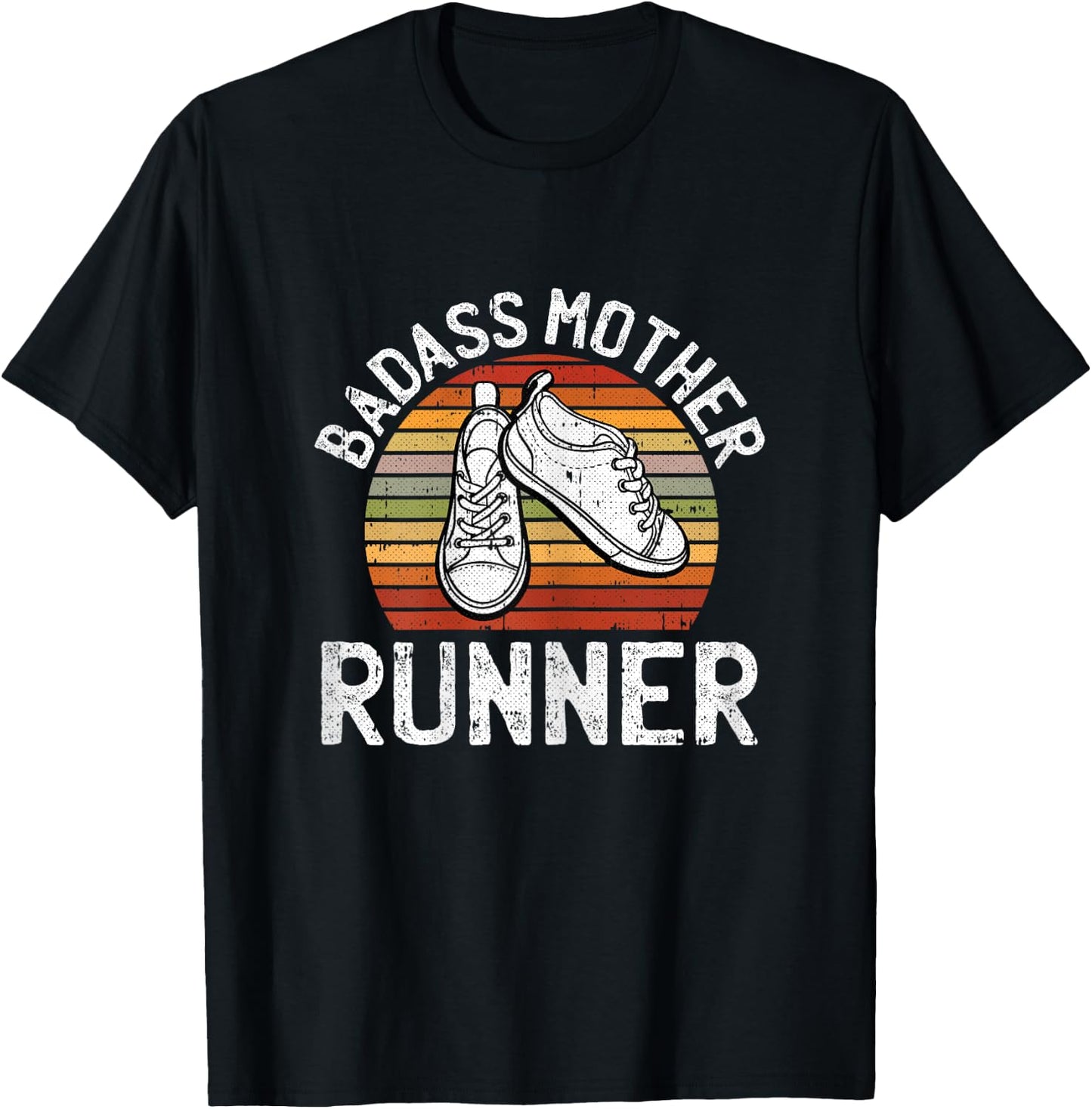 Badass Mother Runner Running Retro Sport Fitness Work-out T-Shirt - T-Shirt | Black
