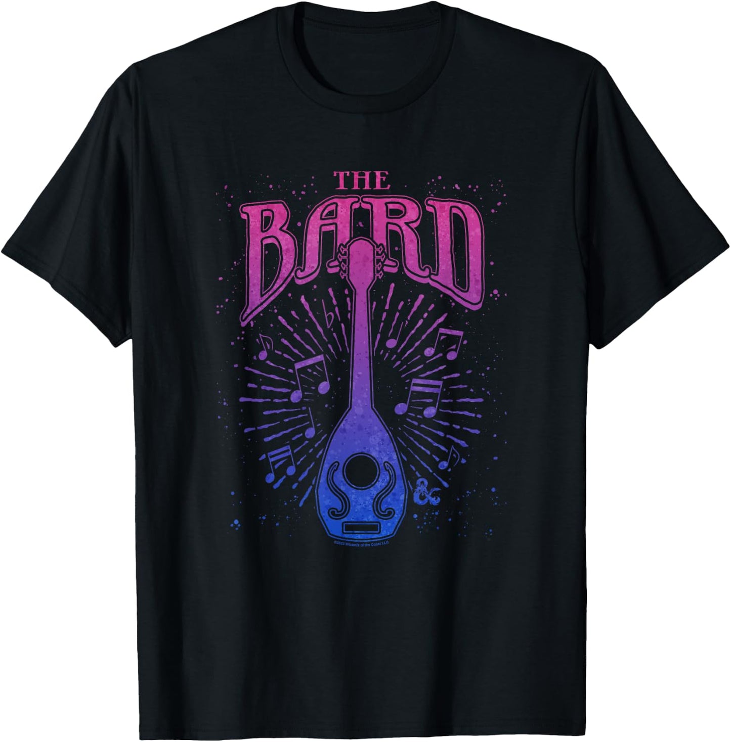 Dungeons & Dragons The Bard Neon Musical Emblem Logo T-Shirt - T-Shirt | Black