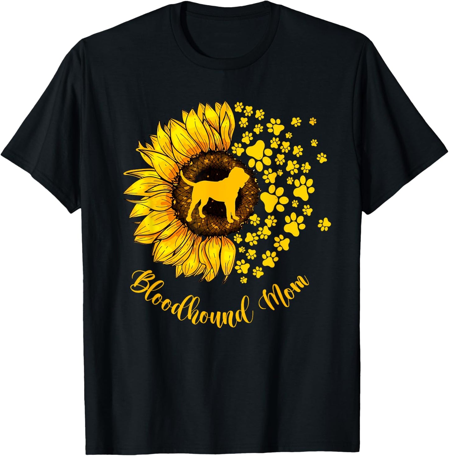 Sunflower Bloodhound Mom Dog Lover Gift T-Shirt - T-Shirt | Black