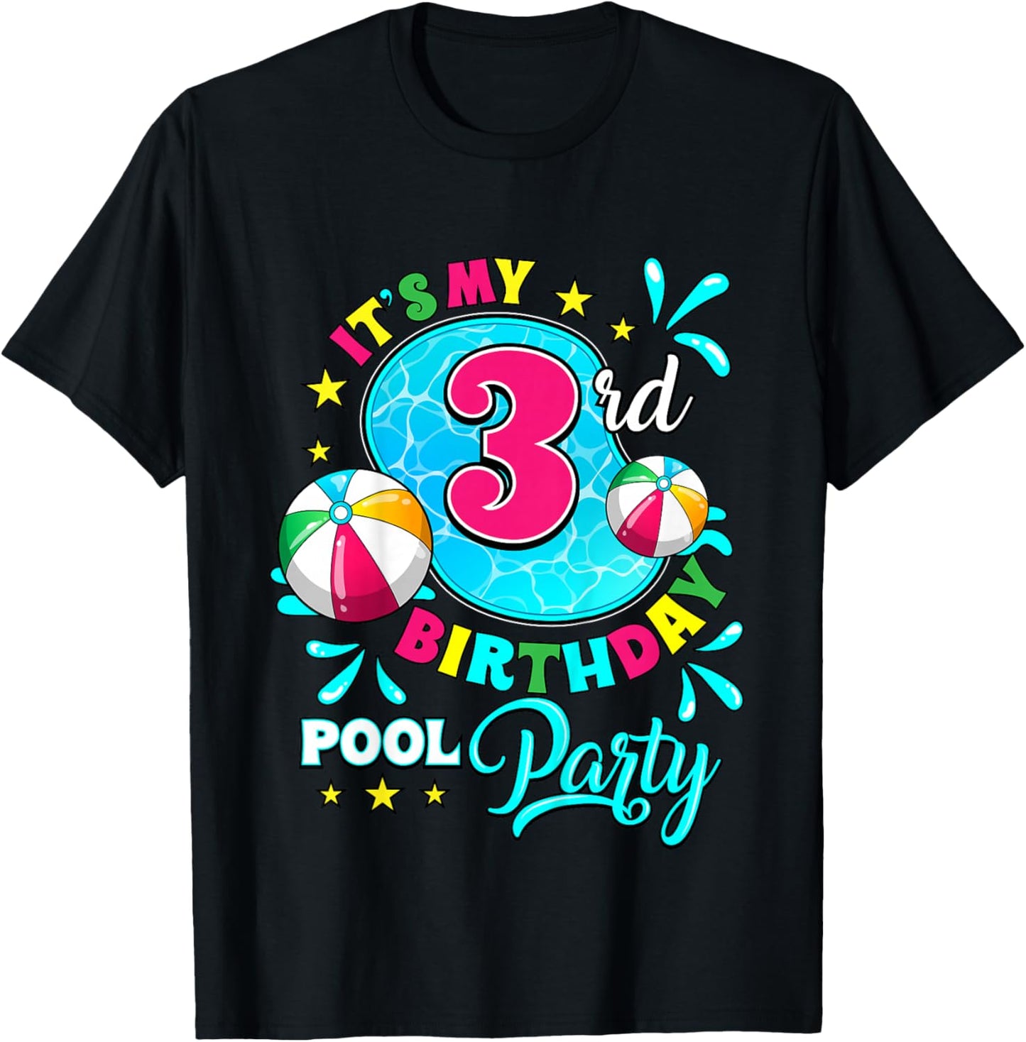 It's My 3rd Birthday Pool Party 3 Years Old T-Shirt - T-Shirt | Black