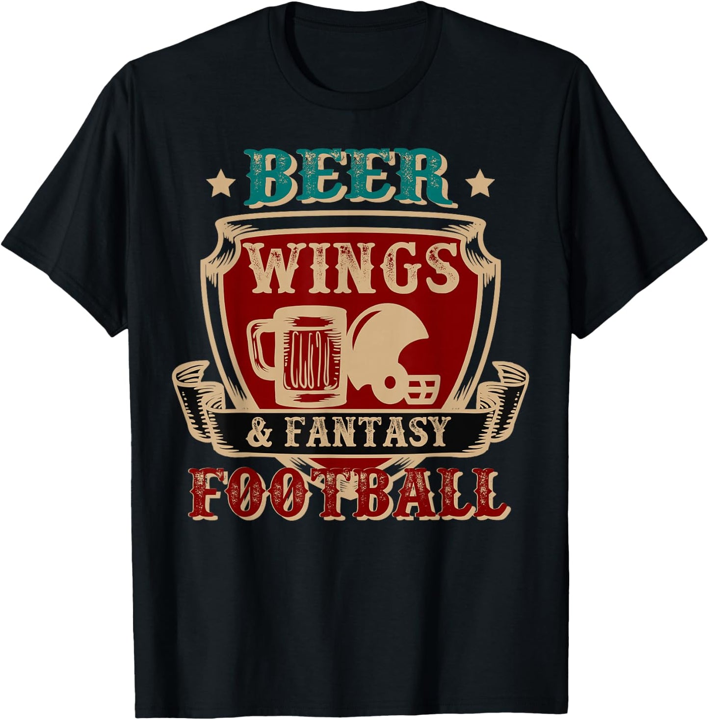 Fantasy Football Beer Wings Fantasy Football Gift Design T-Shirt - T-Shirt | Black