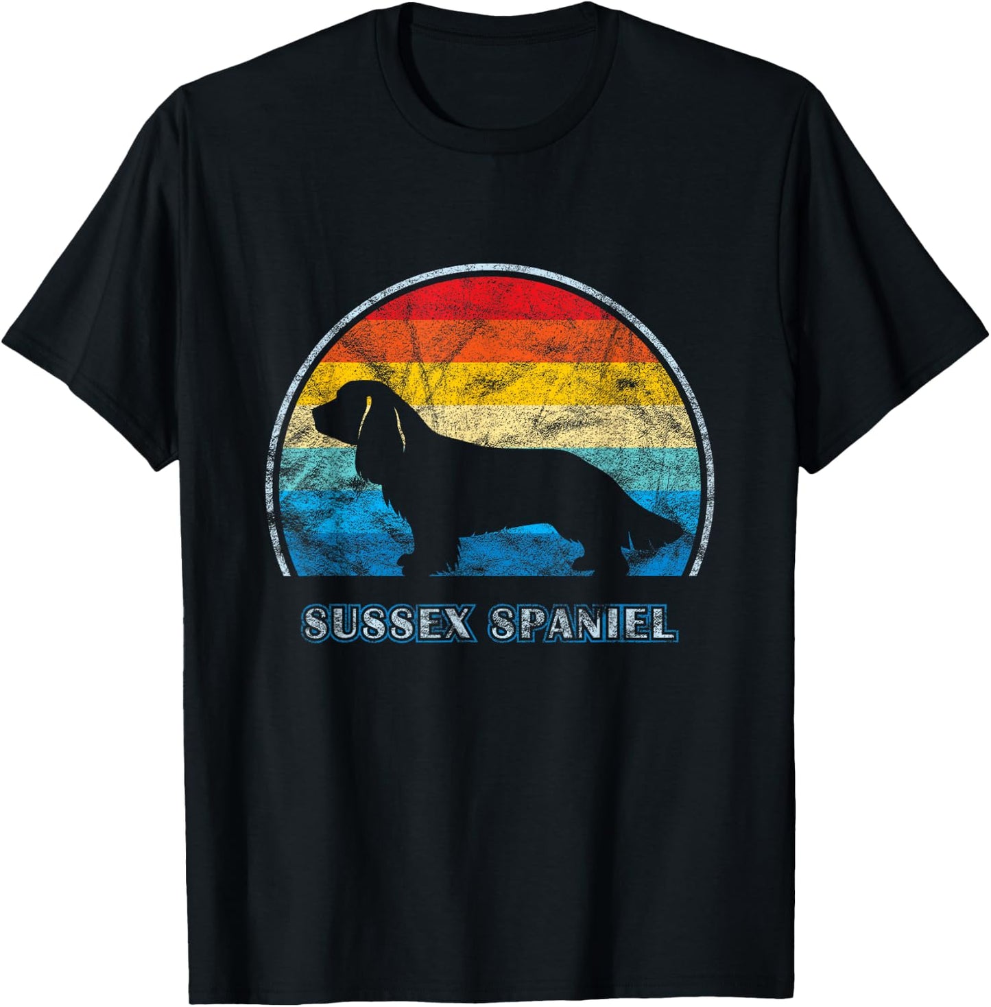 Sussex Spaniel Vintage Design Dog T-Shirt - T-Shirt | Black