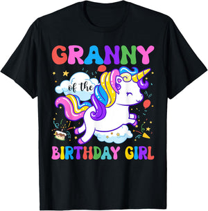 Granny of the Birthday Girl Groovy Unicorn Birthday Party T-Shirt - T-Shirt | Black