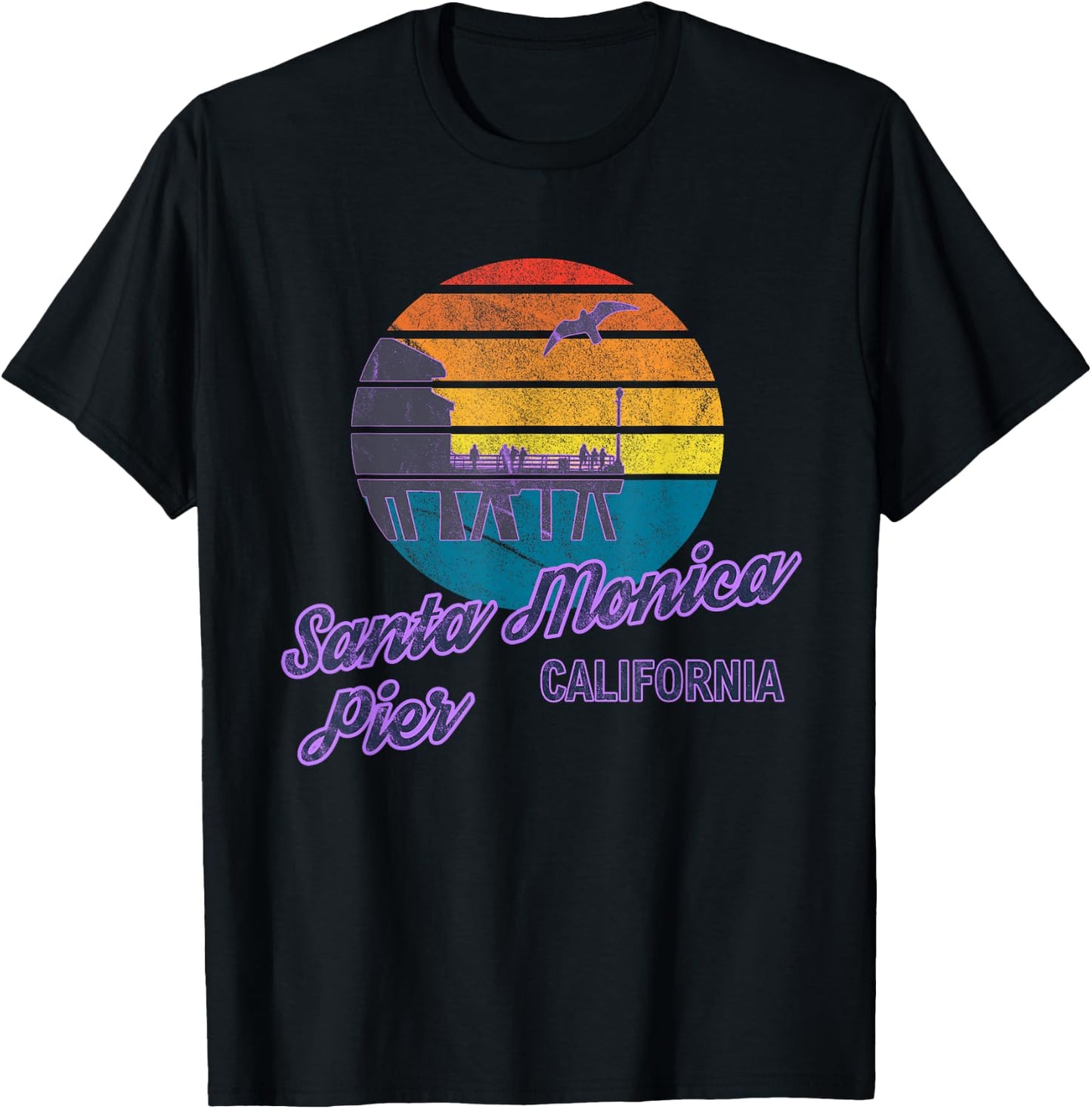 Santa Monica Pier LA California Surf Backpacking Beach USA Women T-Shirt - T-Shirt | Black