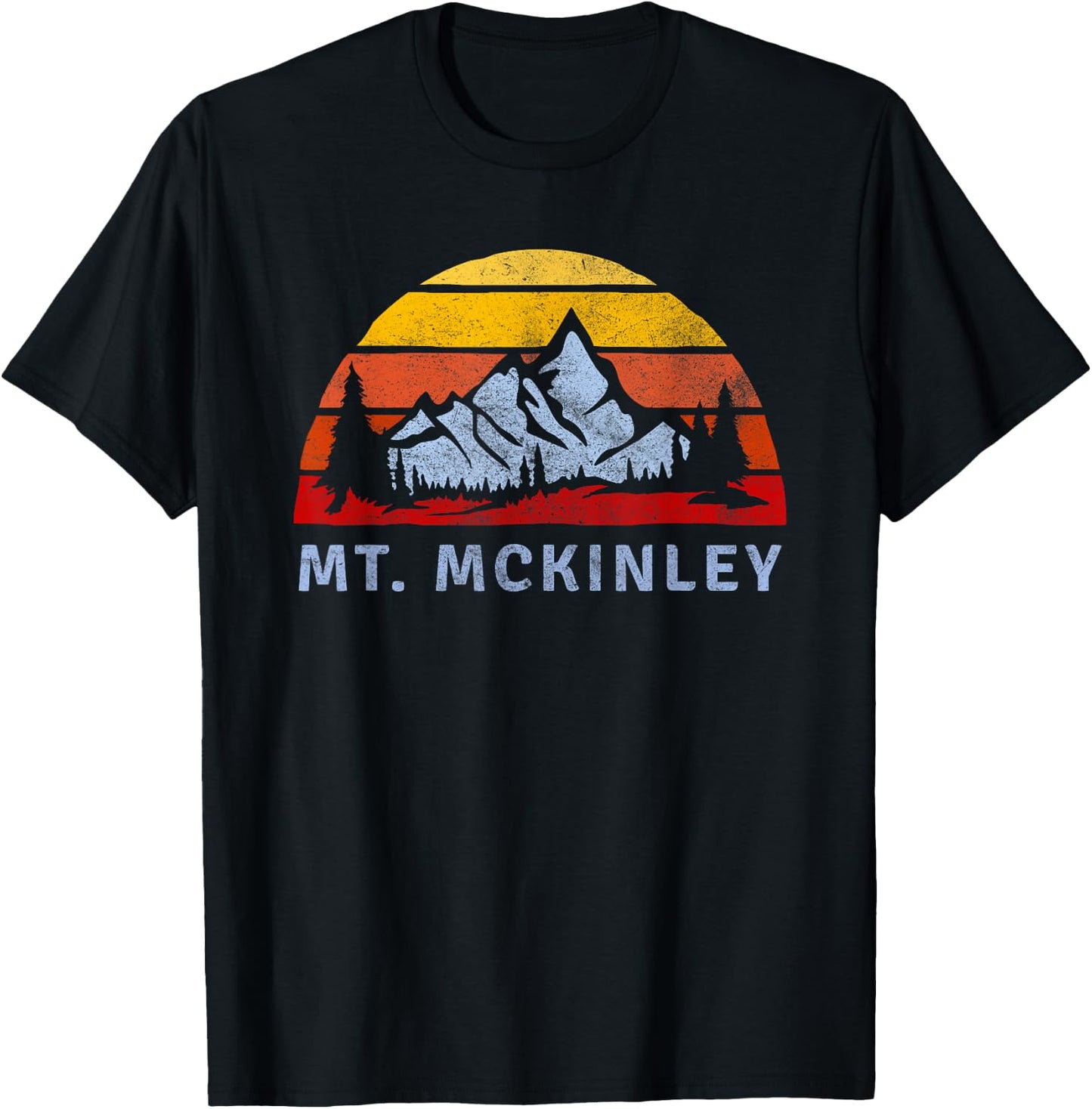 Mt. McKinley Retro Mountain Sunset design T-Shirt - T-Shirt | Black