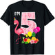 Flamingo Birthday I'm 5 Tropical Flamingo Theme 5th Birthday T-Shirt - T-Shirt | Black