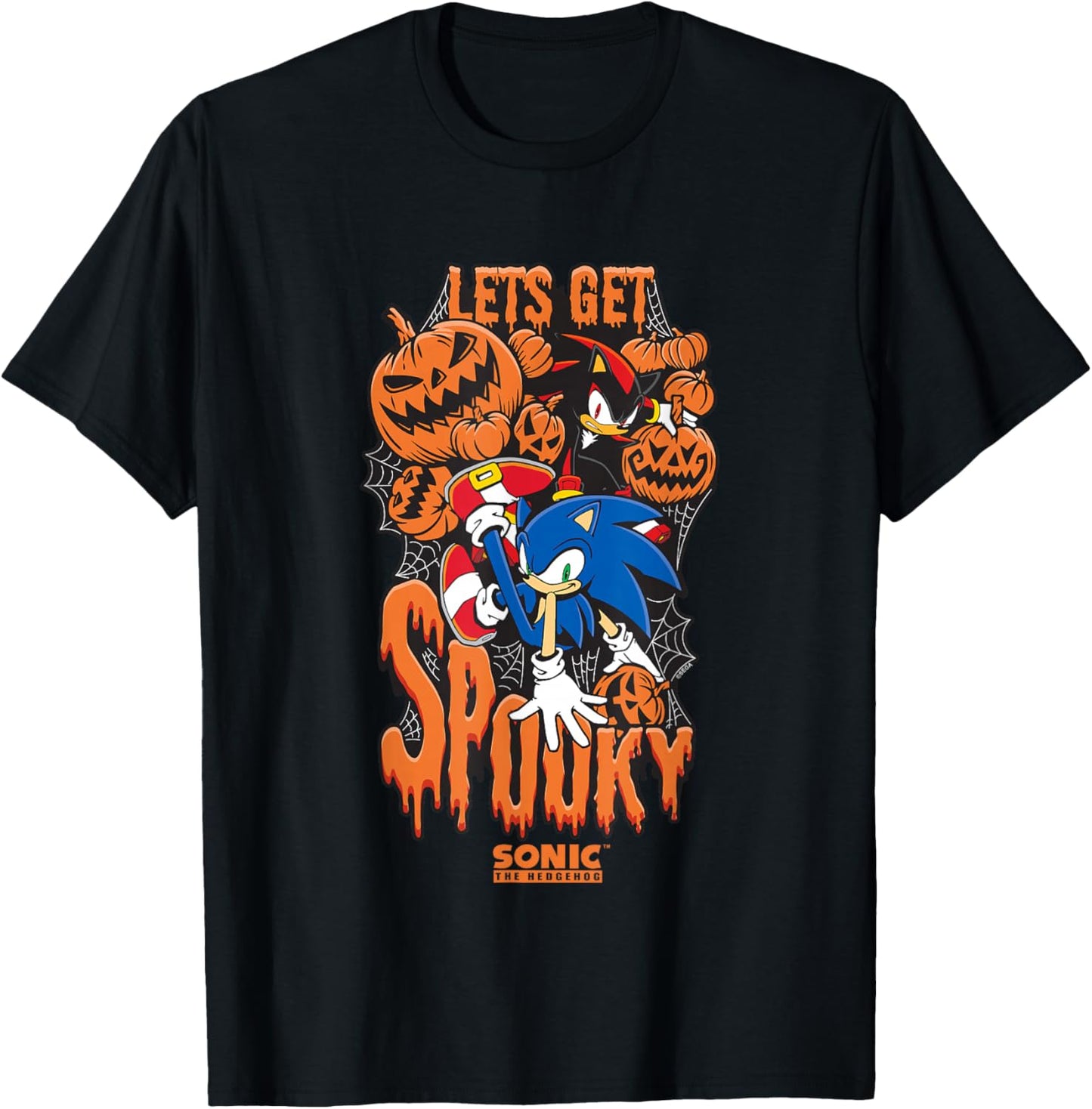 Sonic The Hedgehog Halloween Let's Get Spooky Sonic & Shadow T-Shirt - T-Shirt | Black