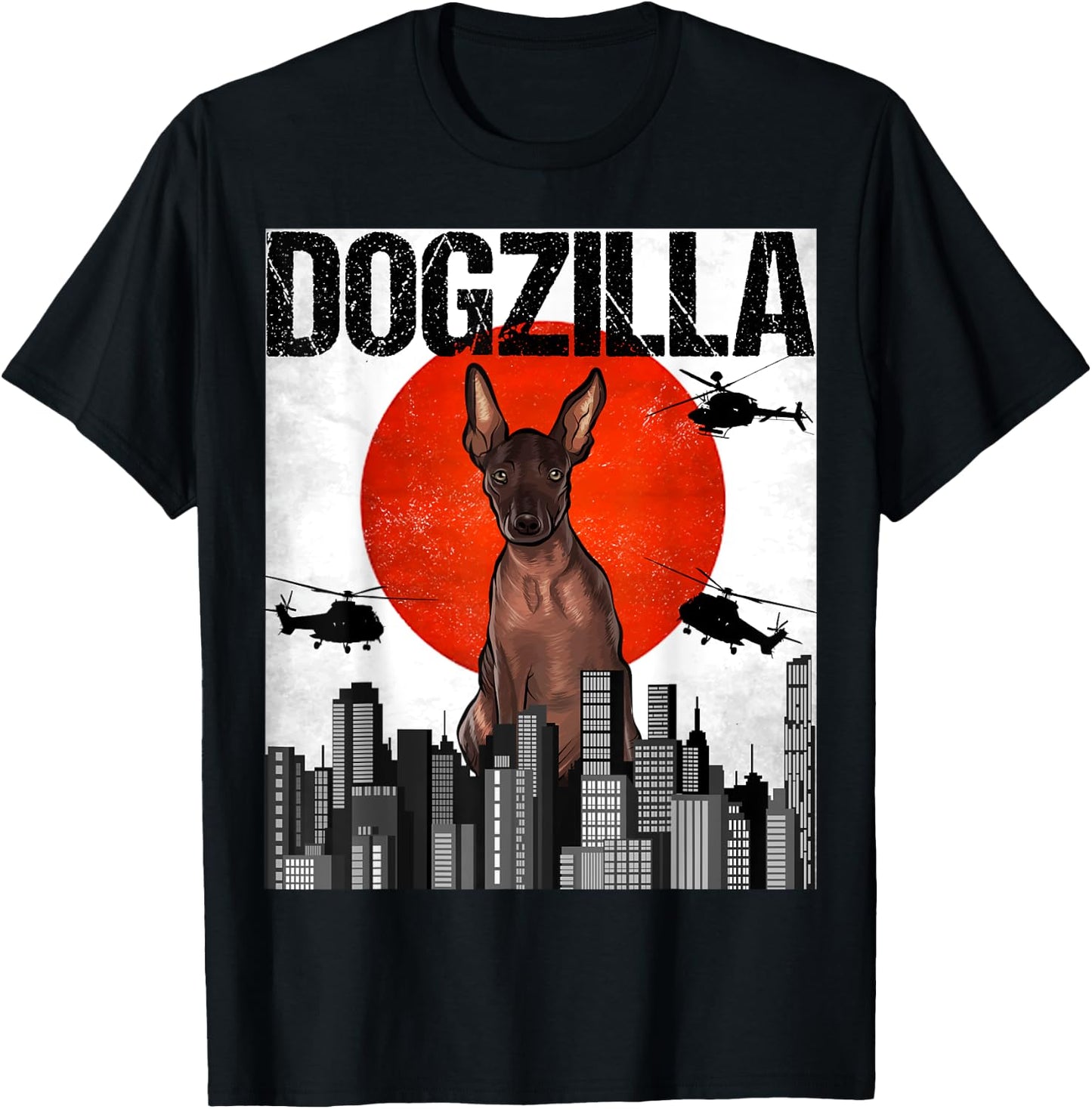 Funny Vintage Japanese Dogzilla Xoloitzcuintli T-Shirt - T-Shirt | Black