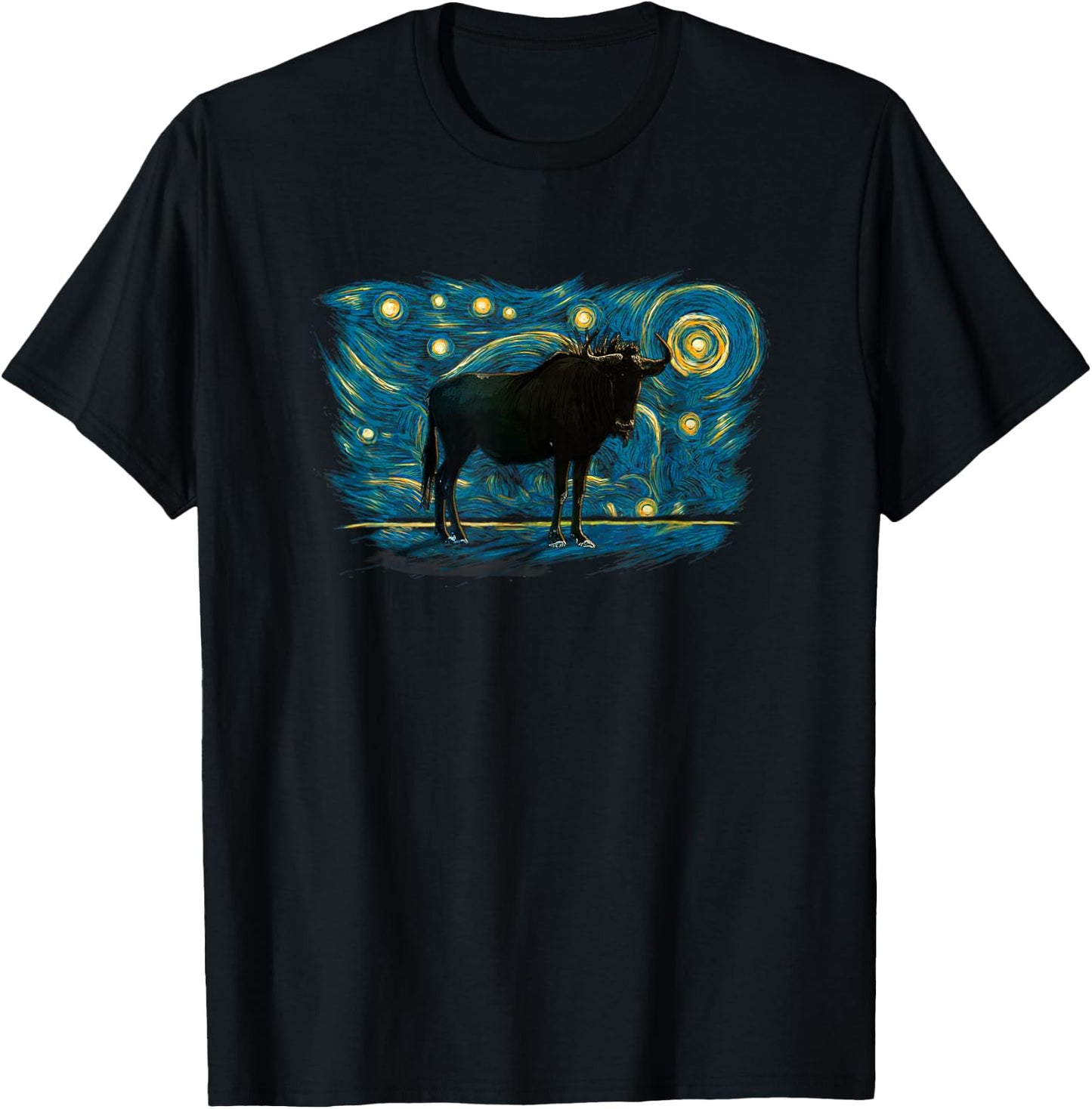 Retro Vintage Style Wildebeest T-Shirt - T-Shirt | Black