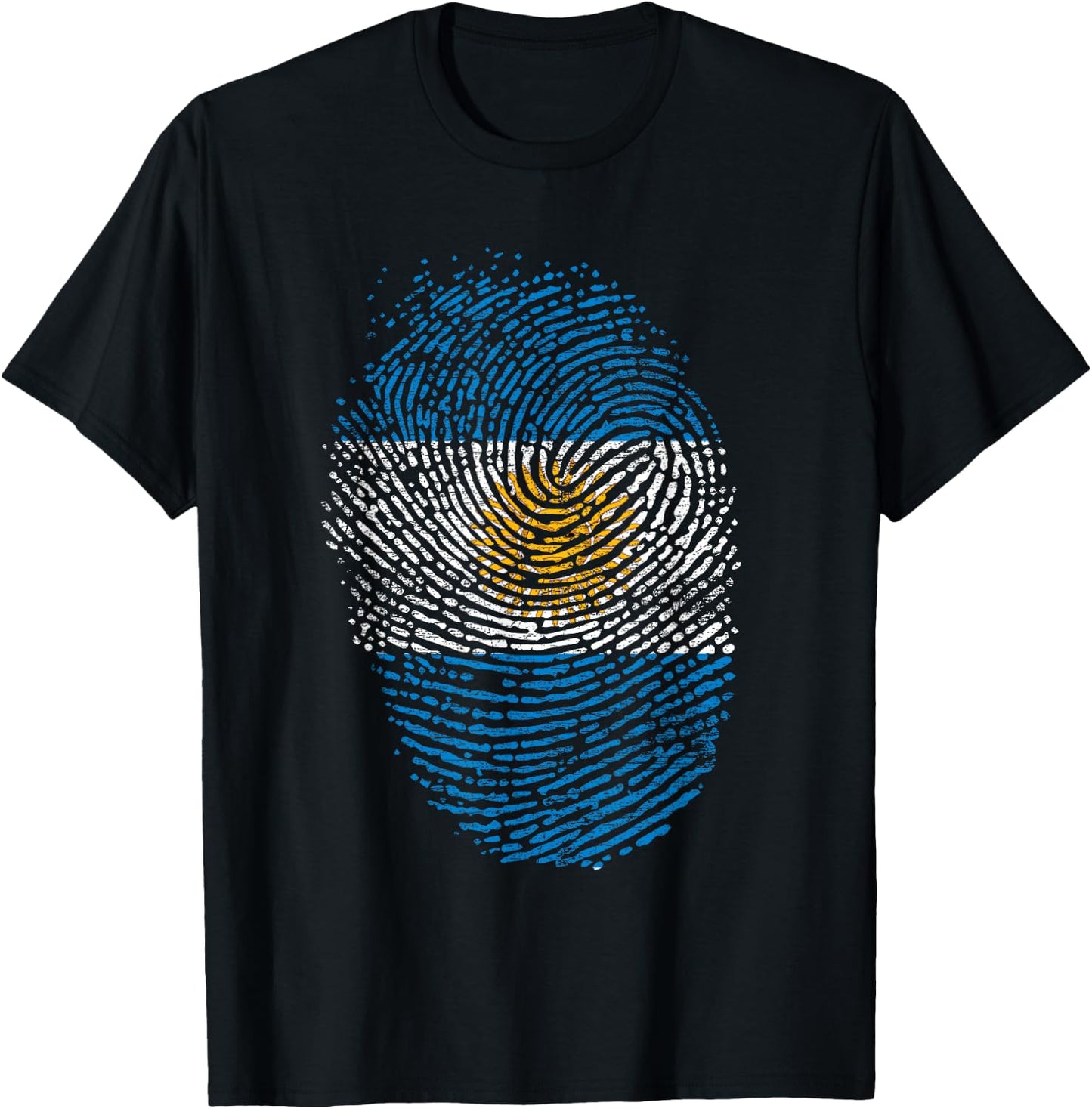 Patriotic Argentinian Fingerprint Flag Gift Argentina T-Shirt - T-Shirt | Black