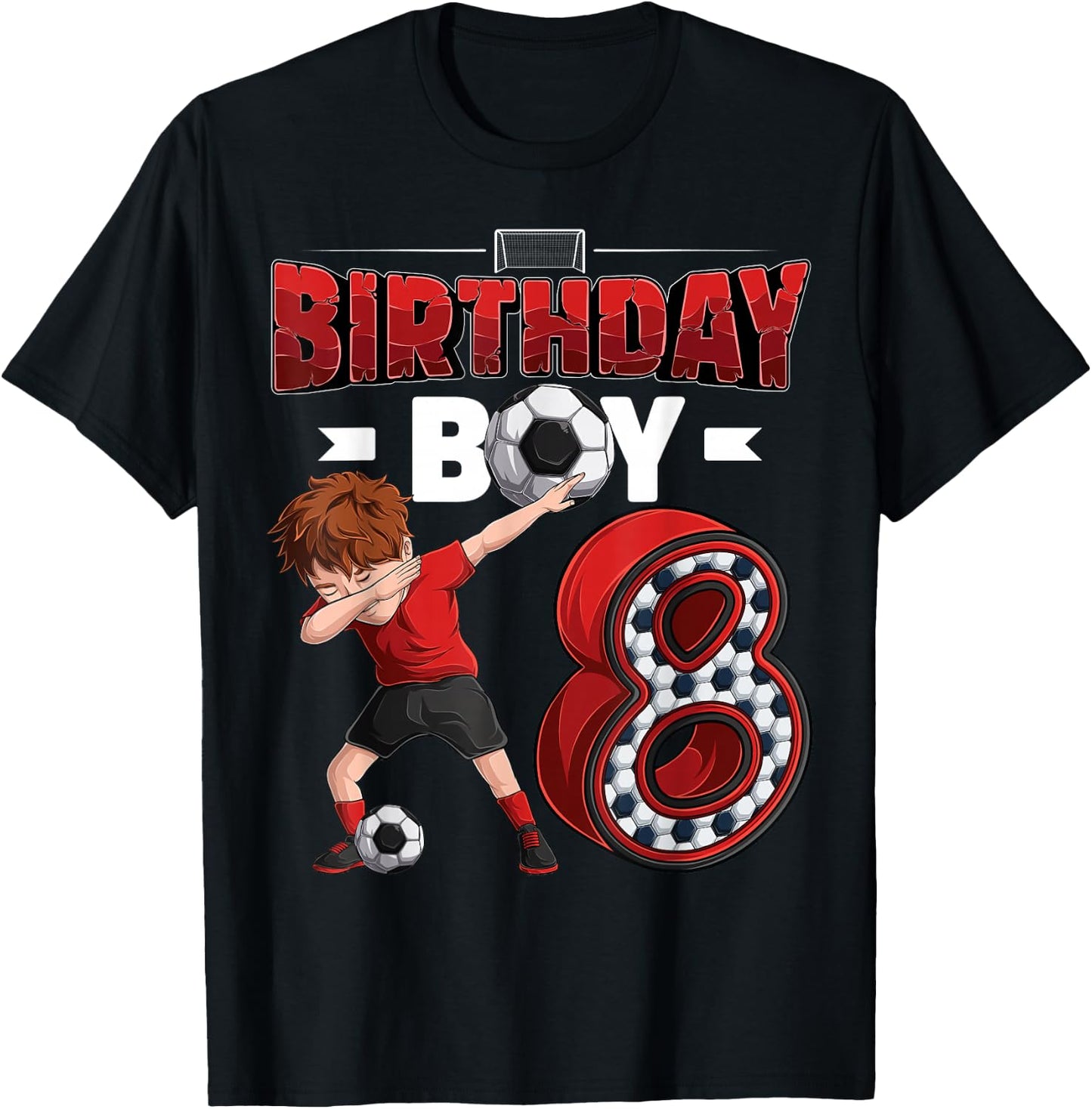 dabbing boy 8 year old Soccer Player 8th birthday party T-Shirt - T-Shirt | Black