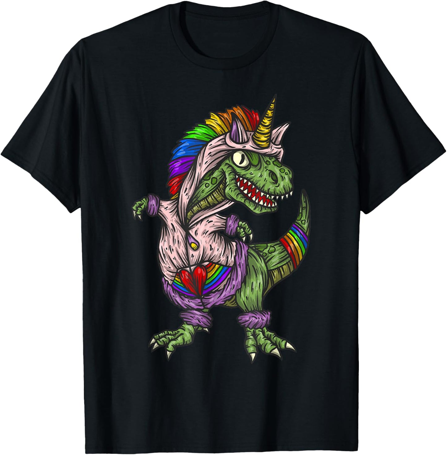 Majestic Unicornasaurus T Rex Dinosaur Unicorn Girls Boys T-Shirt - T-Shirt | Black