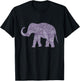 Purple Elephant Geometric Trunk Up Graphic Design Apparel T-Shirt - T-Shirt | Black