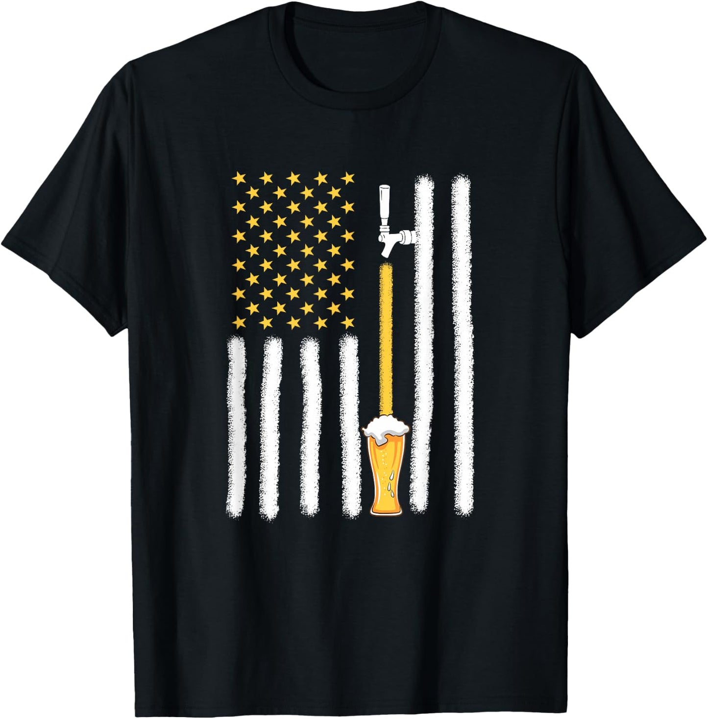 Craft Beer American Flag USA 4th July Brewery T-Shirt - T-Shirt | Black