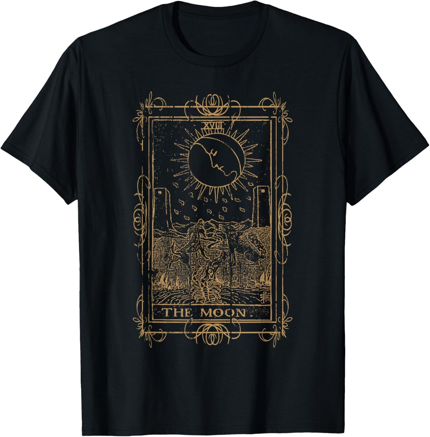 Goth Clothing Tarot Card The Moon Witchy Occult Clothes T-Shirt - T-Shirt | Black