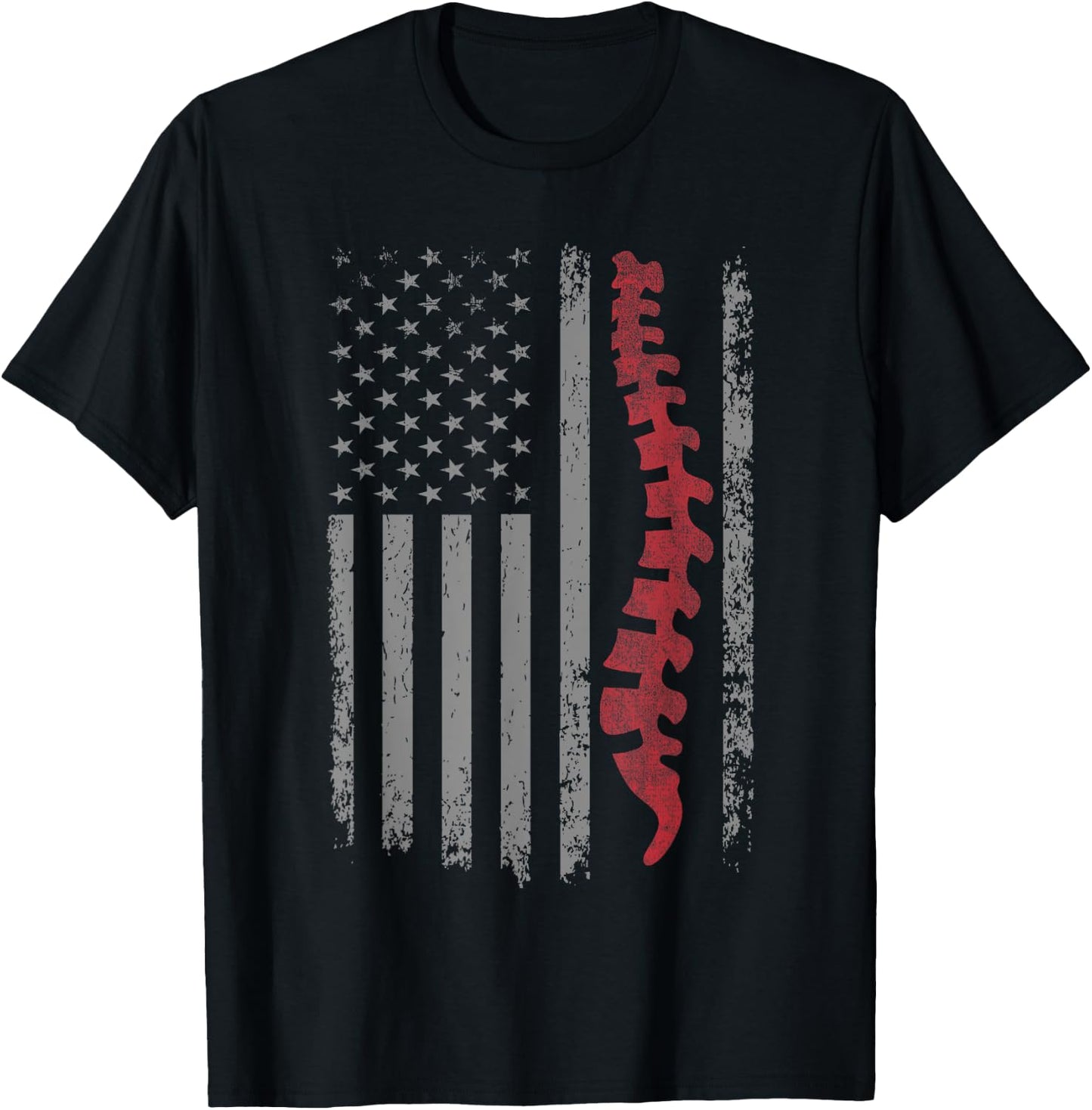 Vintage Distressed Spine Use Flag. Orthopedic Spine Nurse T-Shirt - T-Shirt | Black