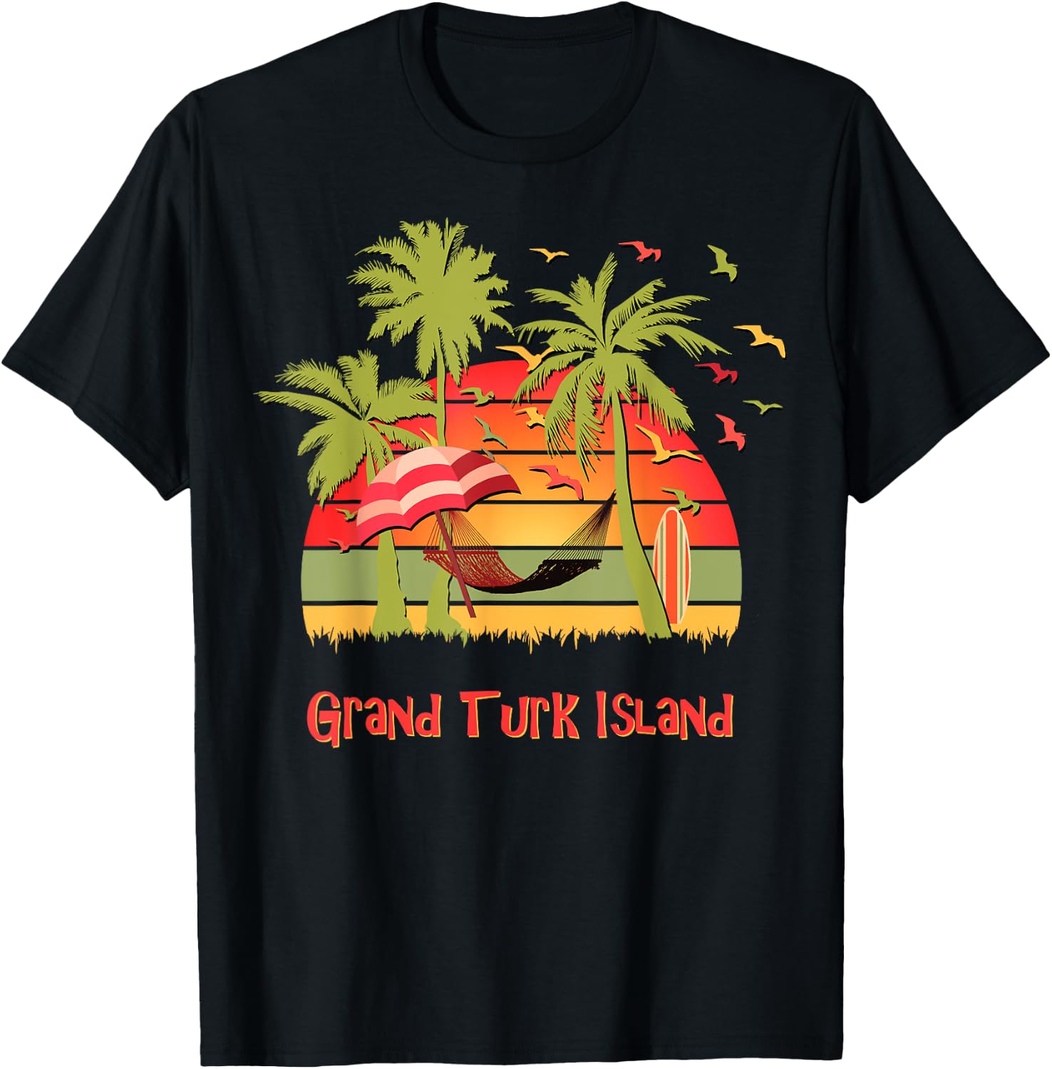 Grand Turk Island Tropical Beach Hammock Sunset Women Kids T-Shirt - T-Shirt | Black
